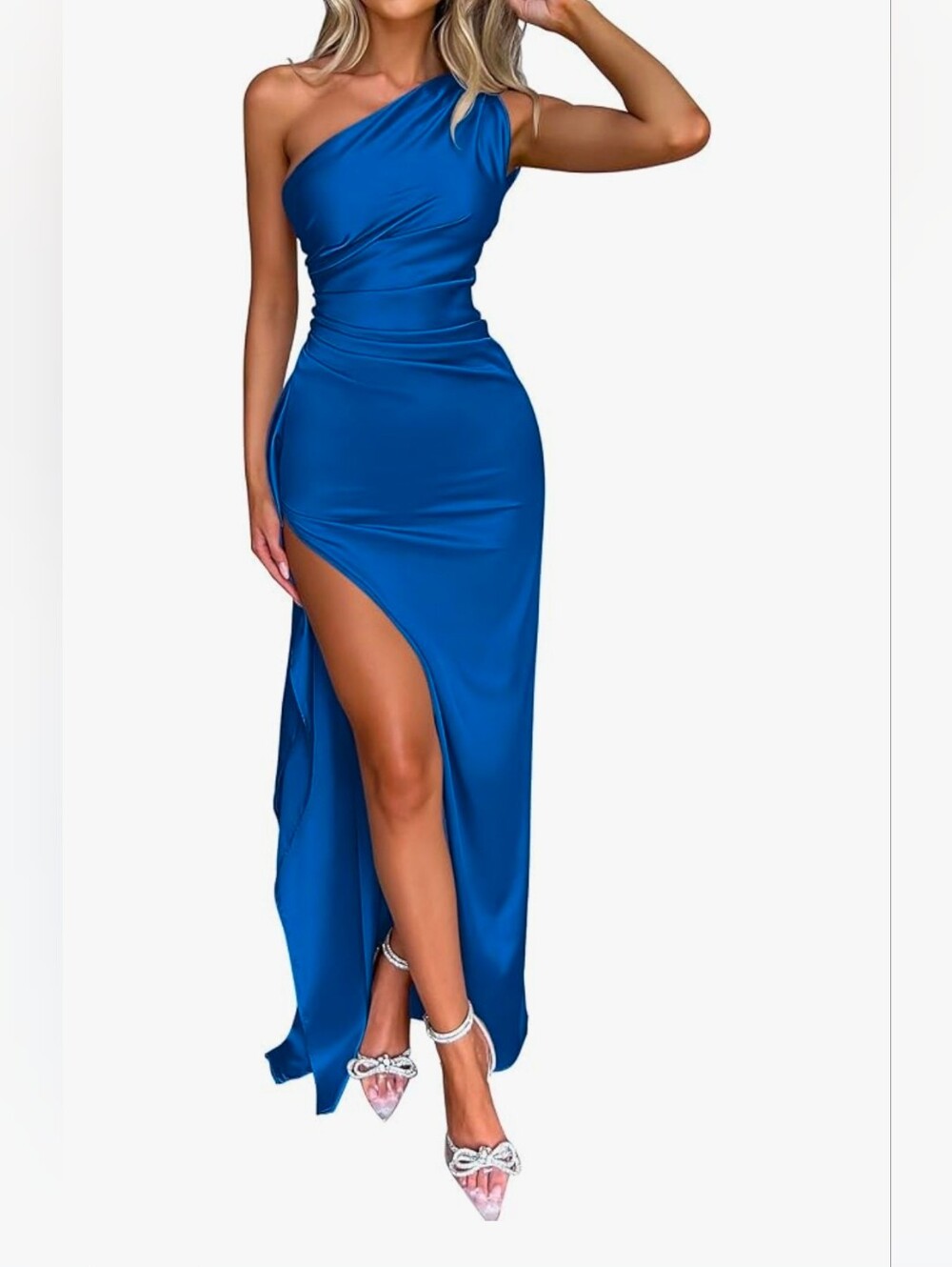 NWT OYS One-Shoulder Royal Blue Dress with High Slit